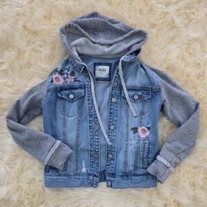 Mudd Blue Denim Jacket with Gray Sleeves